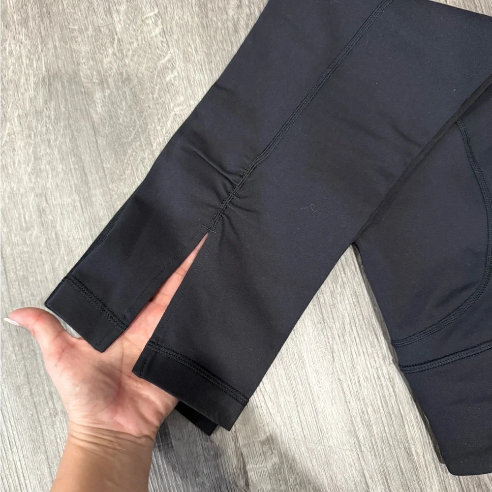 Lululemon Black Cropped Leggings Slit Hem High Rise Size 2 NWOT - Picture 5 of 10